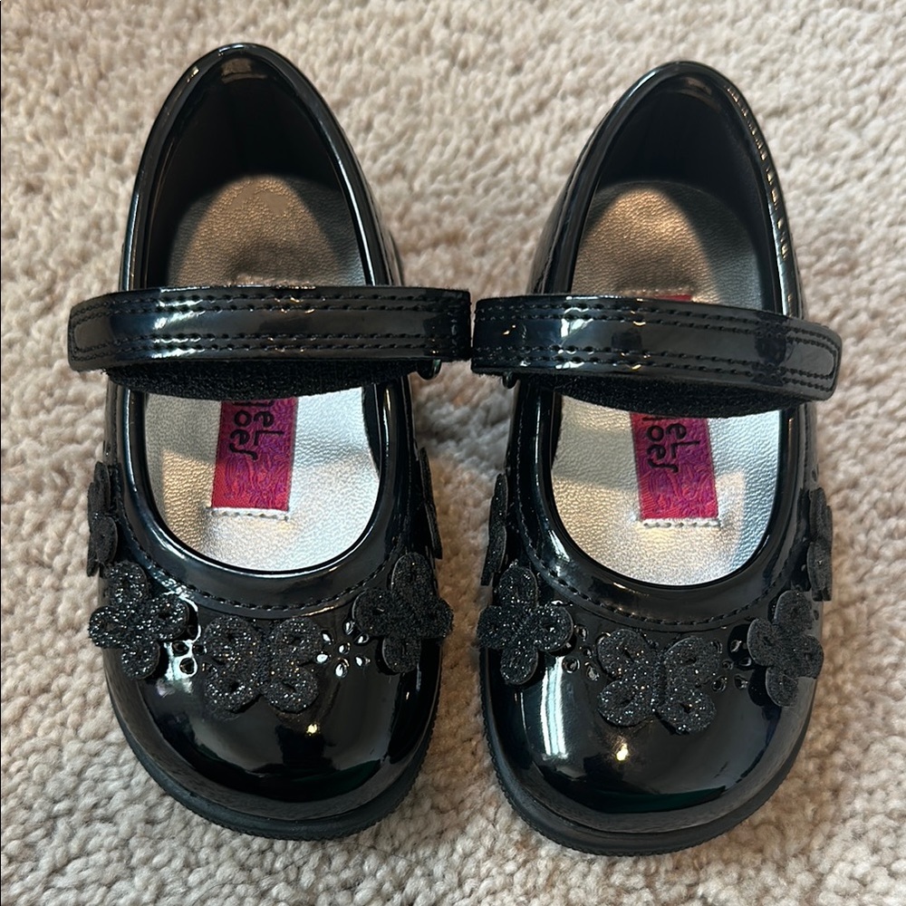 Rachel Shoes Black Dress Shoes Patent Leather Slides
